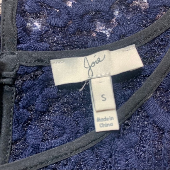 Joie Navy Lace Lemaine Blouse - Picture 7 of 7